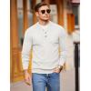 COOFANDY Men Henley Knit Sweater Dress Long Sleeve Button Pullover Sweater Casual Sweater Lightweight Slim Fit Tops(White)