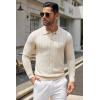COOFANDY Men Knit Long Sleeve Polo Shirts Casual Dress Collared Sweater Pullover Button Down Golf Polo Shirts(Beige)