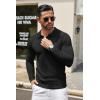 COOFANDY Men Knit Long Sleeve Polo Shirts Casual Dress Collared Sweater Pullover Button Down Golf Polo Shirts(Black)