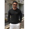COOFANDY Men Knit Long Sleeve Polo Shirts Casual Dress Collared Sweater Pullover Button Down Golf Polo Shirts(Black)