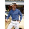 COOFANDY Men Knit Long Sleeve Polo Shirts Casual Dress Collared Sweater Pullover Button Down Golf Polo Shirts(Blue)
