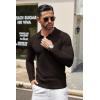 COOFANDY Men Knit Long Sleeve Polo Shirts Casual Dress Collared Sweater Pullover Button Down Golf Polo Shirts(Brown)