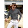 COOFANDY Men Knit Long Sleeve Polo Shirts Casual Dress Collared Sweater Pullover Button Down Golf Polo Shirts(Dark Grey)