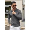 COOFANDY Men Knit Long Sleeve Polo Shirts Casual Dress Collared Sweater Pullover Button Down Golf Polo Shirts(Dark Grey)
