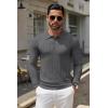 COOFANDY Men Knit Long Sleeve Polo Shirts Casual Dress Collared Sweater Pullover Button Down Golf Polo Shirts(Dark Grey)