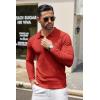 COOFANDY Men Knit Long Sleeve Polo Shirts Casual Dress Collared Sweater Pullover Button Down Golf Polo Shirts(Dark Red)