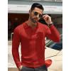 COOFANDY Men Knit Long Sleeve Polo Shirts Casual Dress Collared Sweater Pullover Button Down Golf Polo Shirts(Dark Red)