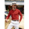 COOFANDY Men Knit Long Sleeve Polo Shirts Casual Dress Collared Sweater Pullover Button Down Golf Polo Shirts(Dark Red)