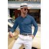 COOFANDY Men Knit Long Sleeve Polo Shirts Casual Dress Collared Sweater Pullover Button Down Golf Polo Shirts(Denim Blue)