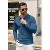 COOFANDY Men Knit Long Sleeve Polo Shirts Casual Dress Collared Sweater Pullover Button Down Golf Polo Shirts(Denim Blue)