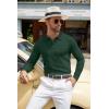 COOFANDY Men Knit Long Sleeve Polo Shirts Casual Dress Collared Sweater Pullover Button Down Golf Polo Shirts(Green)