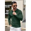 COOFANDY Men Knit Long Sleeve Polo Shirts Casual Dress Collared Sweater Pullover Button Down Golf Polo Shirts(Green)