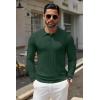 COOFANDY Men Knit Long Sleeve Polo Shirts Casual Dress Collared Sweater Pullover Button Down Golf Polo Shirts(Green)