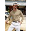 COOFANDY Men Knit Long Sleeve Polo Shirts Casual Dress Collared Sweater Pullover Button Down Golf Polo Shirts(Khaki)