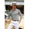 COOFANDY Men Knit Long Sleeve Polo Shirts Casual Dress Collared Sweater Pullover Button Down Golf Polo Shirts(Light Grey)