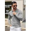 COOFANDY Men Knit Long Sleeve Polo Shirts Casual Dress Collared Sweater Pullover Button Down Golf Polo Shirts(Light Grey)