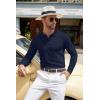 COOFANDY Men Knit Long Sleeve Polo Shirts Casual Dress Collared Sweater Pullover Button Down Golf Polo Shirts(Navy Blue)