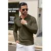 COOFANDY Men Knit Long Sleeve Polo Shirts Casual Dress Collared Sweater Pullover Button Down Golf Polo Shirts(Olive Green)