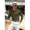 COOFANDY Men Knit Long Sleeve Polo Shirts Casual Dress Collared Sweater Pullover Button Down Golf Polo Shirts(Olive Green)
