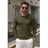 COOFANDY Men Knit Long Sleeve Polo Shirts Casual Dress Collared Sweater Pullover Button Down Golf Polo Shirts(Olive Green)
