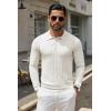 COOFANDY Men Knit Long Sleeve Polo Shirts Casual Dress Collared Sweater Pullover Button Down Golf Polo Shirts(White)