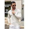 COOFANDY Men Knit Long Sleeve Polo Shirts Casual Dress Collared Sweater Pullover Button Down Golf Polo Shirts(White)