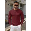COOFANDY Men Knit Long Sleeve Polo Shirts Casual Dress Collared Sweater Pullover Button Down Golf Polo Shirts(Wine Red)