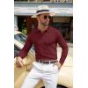 COOFANDY Men Knit Long Sleeve Polo Shirts Casual Dress Collared Sweater Pullover Button Down Golf Polo Shirts(Wine Red)