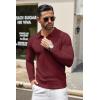 COOFANDY Men Knit Long Sleeve Polo Shirts Casual Dress Collared Sweater Pullover Button Down Golf Polo Shirts(Wine Red)