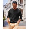 COOFANDY Men Long Sleeve Polo Sweater Knitted Polo Slim Fit Waffle Collared Pullover Sweater(Black)