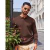 COOFANDY Men Long Sleeve Polo Sweater Knitted Polo Slim Fit Waffle Collared Pullover Sweater(Brown)