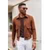 COOFANDY Men Long Sleeve Polo Sweater Knitted Polo Slim Fit Waffle Collared Pullover Sweater(Brown)