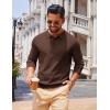 COOFANDY Men Long Sleeve Polo Sweater Knitted Polo Slim Fit Waffle Collared Pullover Sweater(Brown)