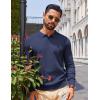 COOFANDY Men Long Sleeve Polo Sweater Knitted Polo Slim Fit Waffle Collared Pullover Sweater(Navy Blue)