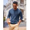 COOFANDY Men Long Sleeve Polo Sweater Knitted Polo Slim Fit Waffle Collared Pullover Sweater(Peacock Blue)