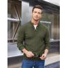COOFANDY Men Mock Neck Button Sweater Casual Knitted Sweaters Fashion Henley Sweater(Army Green)