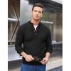 COOFANDY Men Mock Neck Button Sweater Casual Knitted Sweaters Fashion Henley Sweater(Black)