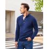 COOFANDY Men Mock Neck Button Sweater Casual Knitted Sweaters Fashion Henley Sweater(Blue)