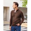 COOFANDY Men Mock Neck Button Sweater Casual Knitted Sweaters Fashion Henley Sweater(Brown)