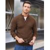 COOFANDY Men Mock Neck Button Sweater Casual Knitted Sweaters Fashion Henley Sweater(Brown)