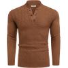 COOFANDY Men Mock Neck Button Sweater Casual Knitted Sweaters Fashion Henley Sweater(Caramel)