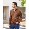 COOFANDY Men Mock Neck Button Sweater Casual Knitted Sweaters Fashion Henley Sweater(Caramel)