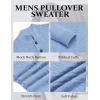 COOFANDY Men Mock Neck Button Sweater Casual Knitted Sweaters Fashion Henley Sweater(Clear Blue)