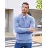 COOFANDY Men Mock Neck Button Sweater Casual Knitted Sweaters Fashion Henley Sweater(Clear Blue)