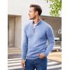 COOFANDY Men Mock Neck Button Sweater Casual Knitted Sweaters Fashion Henley Sweater(Clear Blue)