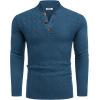 COOFANDY Men Mock Neck Button Sweater Casual Knitted Sweaters Fashion Henley Sweater(Deep Blue)