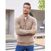 COOFANDY Men Mock Neck Button Sweater Casual Knitted Sweaters Fashion Henley Sweater(Khaki)