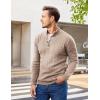 COOFANDY Men Mock Neck Button Sweater Casual Knitted Sweaters Fashion Henley Sweater(Khaki)