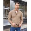 COOFANDY Men Mock Neck Button Sweater Casual Knitted Sweaters Fashion Henley Sweater(Khaki)