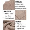 COOFANDY Men Mock Neck Button Sweater Casual Knitted Sweaters Fashion Henley Sweater(Khaki)
